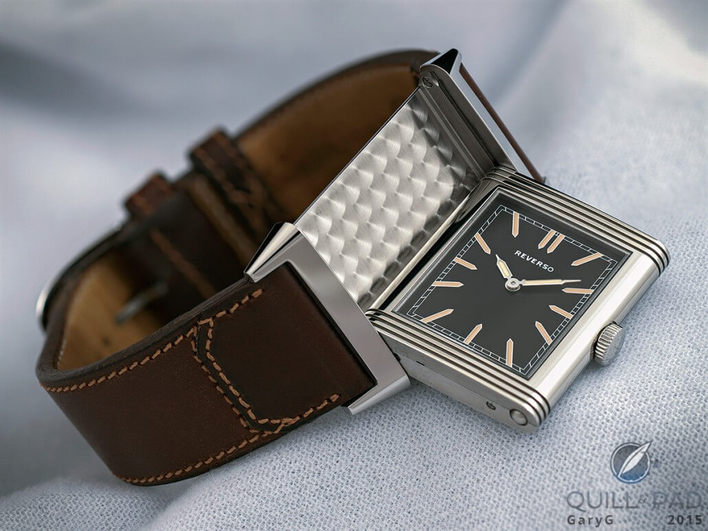 Flipping out: the Jaeger-LeCoultre Reverso case in action, with perlage base decoration visible